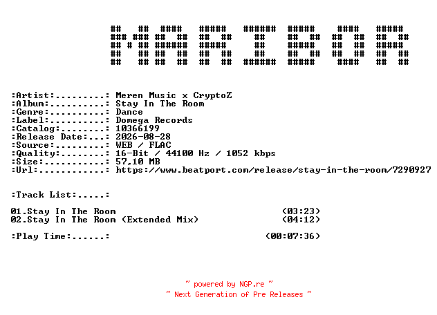 NFO for the release Meren_Music_x_CryptoZ-Stay_In_The_Room-(10366199)-16BIT-WEB-FLAC-2026-MARiBOR by MARiBOR