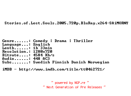 NFO for the release Stories.of.Lost.Souls.2005.720p.BluRay.x264-SAiMORNY by SAiMORNY