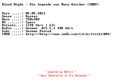 NFO for the release Blood.Night.Die.Legende.von.Mary.Hatchet.German.2009.AC3.BDRip.XviD-DESPiTE by DESPiTE
