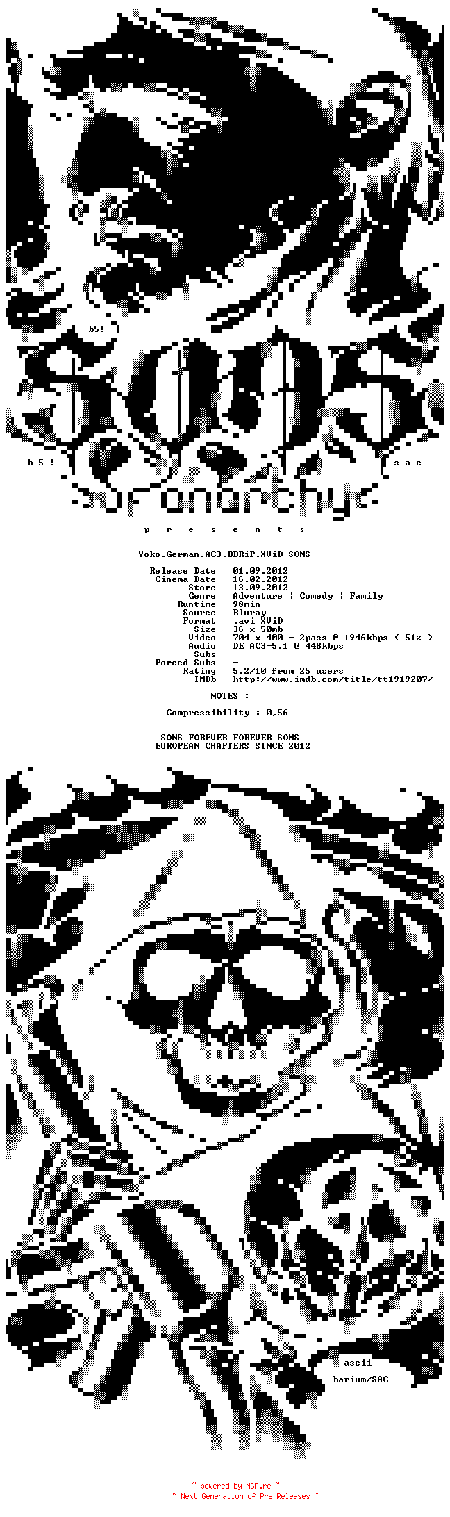 NFO for the release Yoko.German.AC3.BDRiP.XViD-SONS by SONS