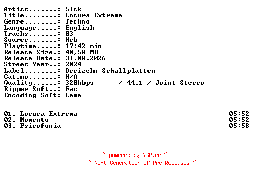 NFO for the release 51ck-Locura_Extrema-WEB-2024-XTC_iNT by XTC_iNT