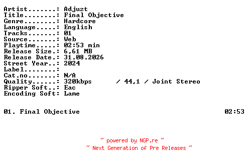 NFO for the release Adjuzt-Final_Objective-SINGLE-WEB-2024-XTC_iNT by XTC_iNT