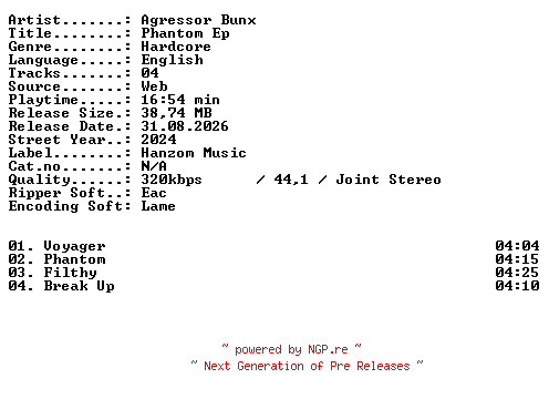 NFO for the release Agressor_Bunx-Phantom_EP-WEB-2024-XTC_iNT by XTC_iNT