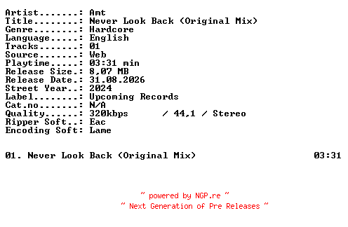NFO for the release Amt-Never_Look_Back_(Original_Mix)-SINGLE-WEB-2024-XTC_iNT by XTC_iNT