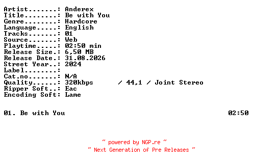 NFO for the release Anderex-Be_with_You-SINGLE-WEB-2024-XTC_iNT by XTC_iNT