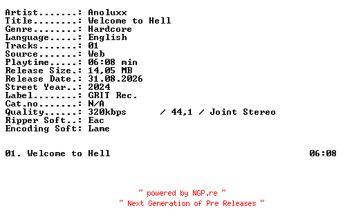 NFO for the release Anoluxx-Welcome_to_Hell-SINGLE-WEB-2024-XTC_iNT by XTC_iNT