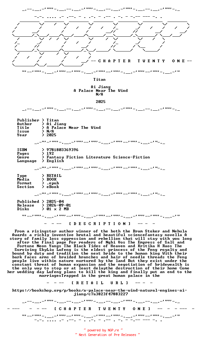 NFO for the release Ai.Jiang.-.A.Palace.Near.The.Wind.2025.RETAIL.EPUB.eBook-CTO by CTO