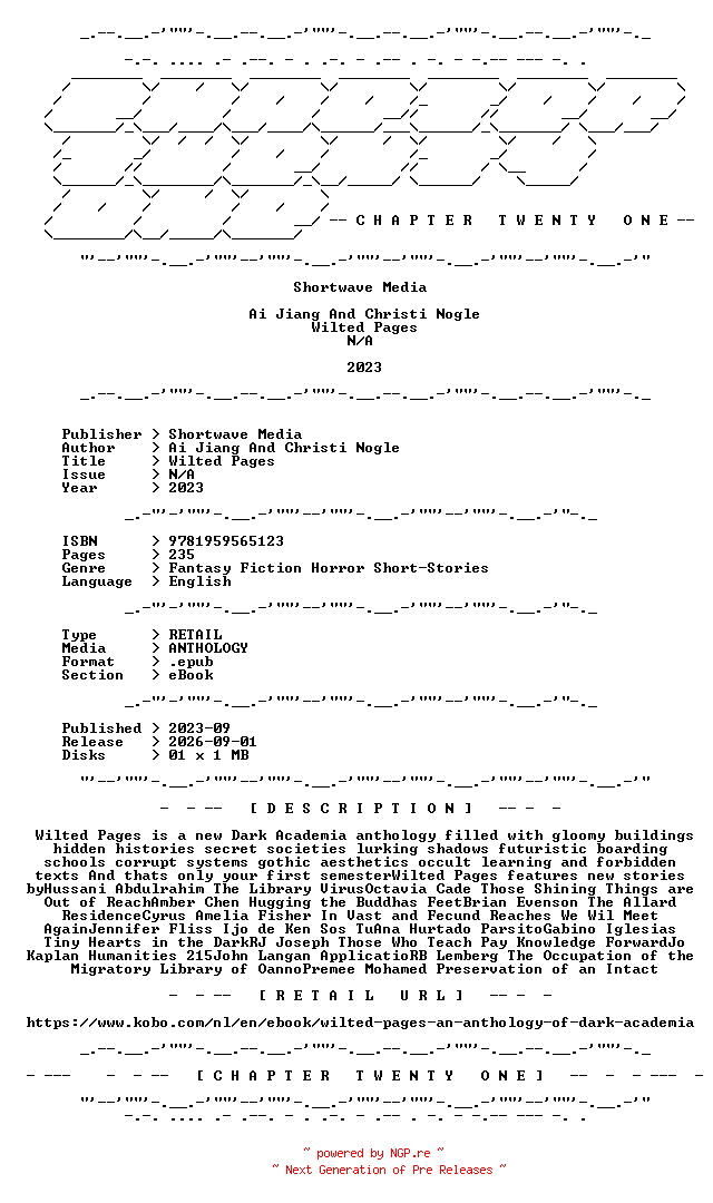 NFO for the release Shortwave.Media.-.Wilted.Pages.2023.RETAIL.EPUB.eBook-CTO by CTO