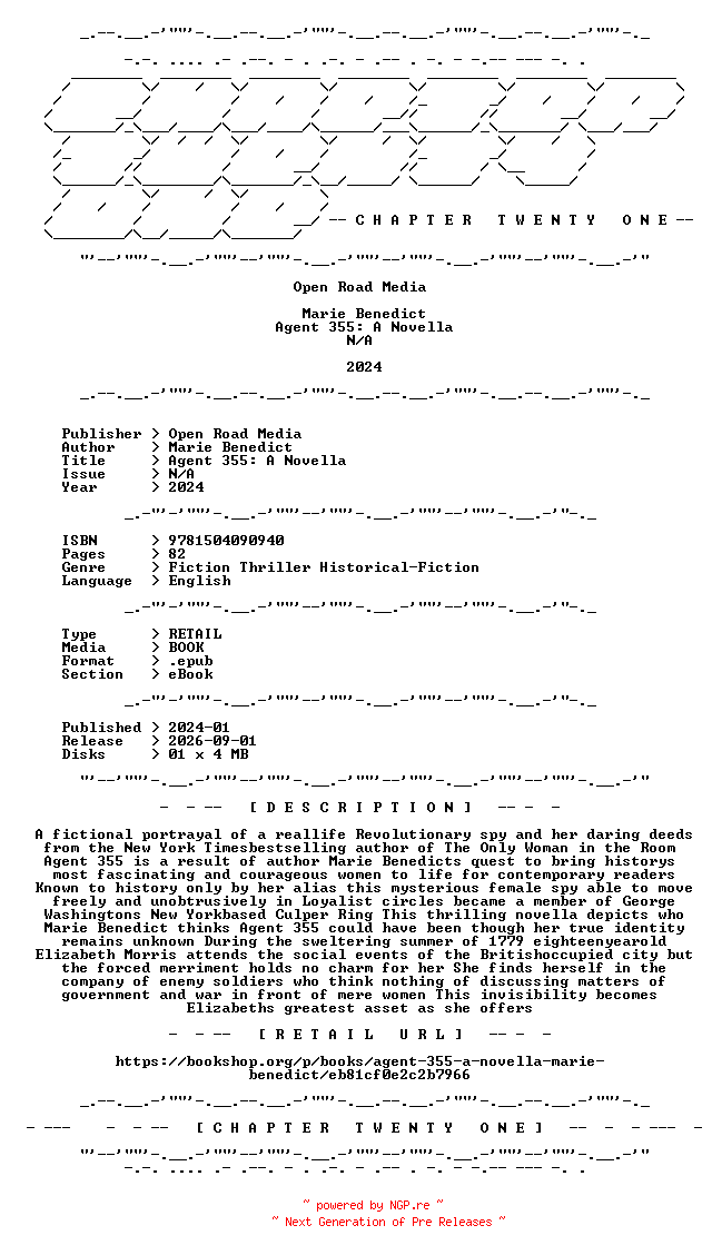 NFO for the release Marie.Benedict.-.Agent.355.A.Novella.2024.RETAIL.EPUB.eBook-CTO by CTO