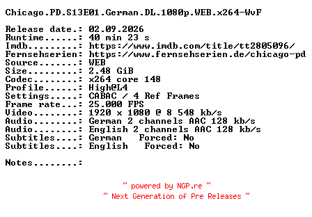 NFO for the release Chicago.PD.S13E01.German.DL.1080p.WEB.x264-WvF by WvF