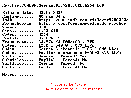 NFO for the release Reacher.S04E06.German.DL.720p.WEB.h264-WvF by WvF
