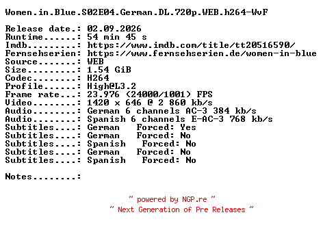 NFO for the release Women.in.Blue.S02E04.German.DL.720p.WEB.h264-WvF by WvF