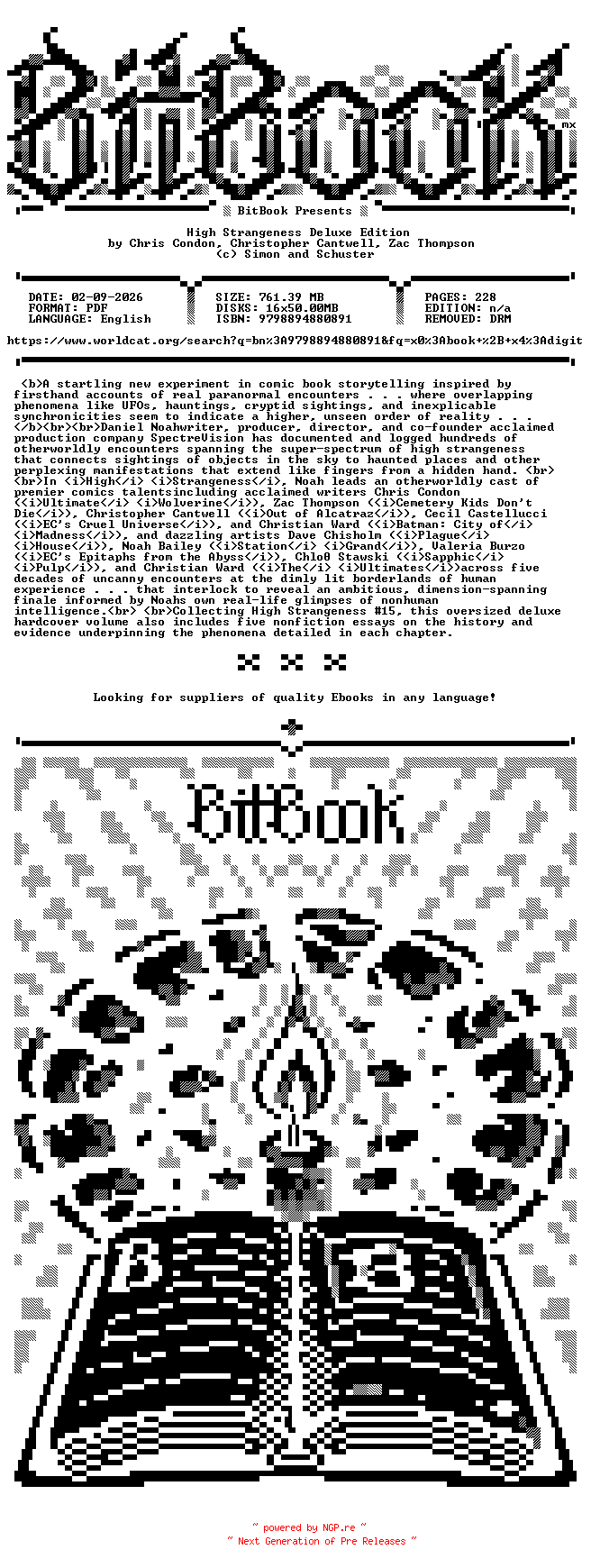 NFO for the release Oni.Press.-.High.Strangeness.Deluxe.Edition.2026.Retail.Comic.eBook-BitBook by BitBook