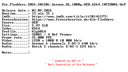 NFO for the release Die.Flodders.2026.S01E01.German.DL.1080p.WEB.h264.INTERNAL-WvF by WvF