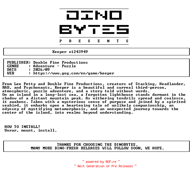 NFO for the release Keeper_v1243949-DINOByTES by DINOByTES