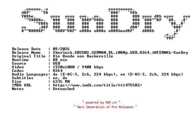 NFO for the release Sherlock.S02E02.GERMAN.DL.1080p.WEB.H264.iNTERNAL-SunDry by SunDry