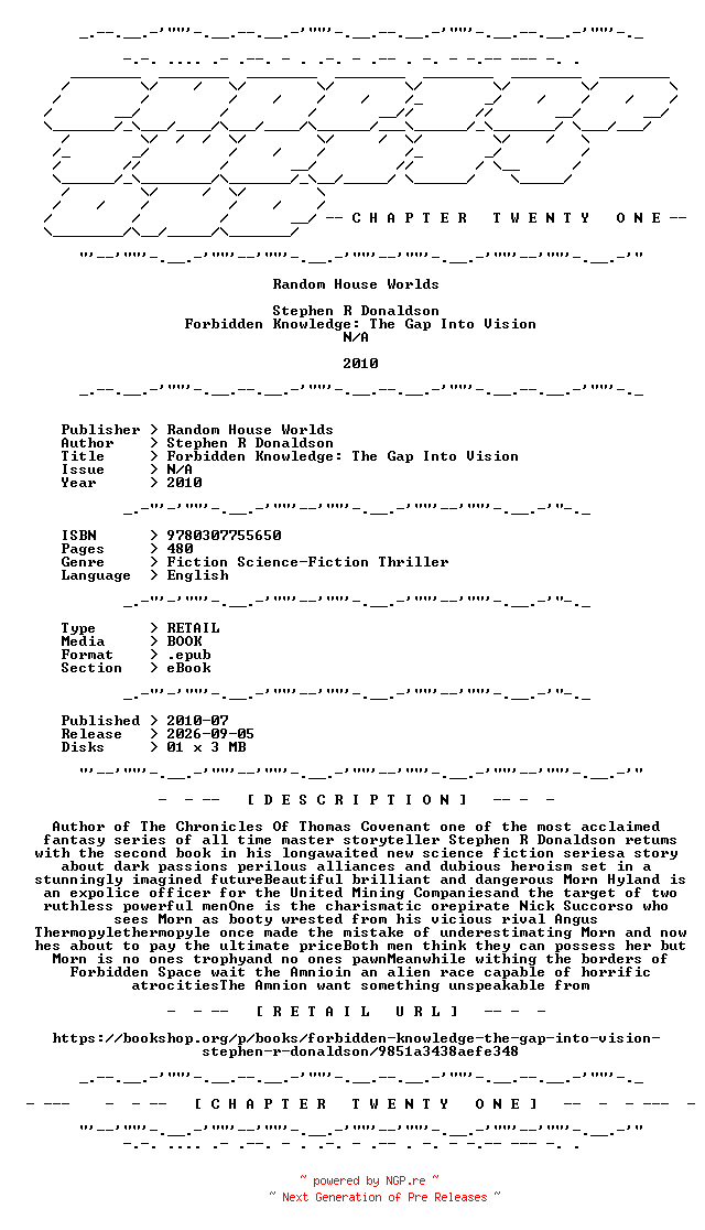 NFO for the release Stephen.R.Donaldson.-.Forbidden.Knowledge.The.Gap.Into.Vision.2010.RETAIL.EPUB.eBook-CTO by CTO
