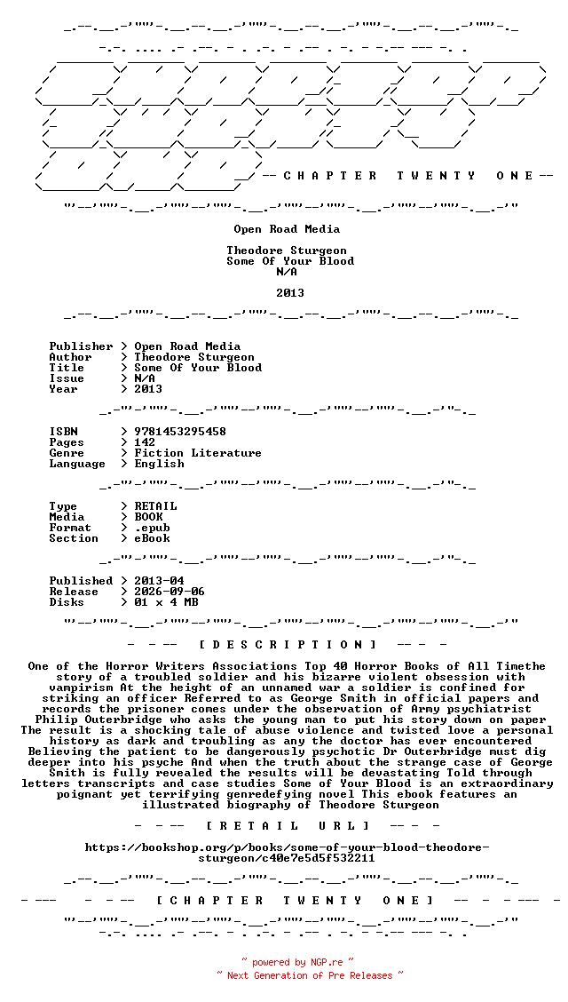 NFO for the release Theodore.Sturgeon.-.Some.Of.Your.Blood.2013.RETAIL.EPUB.eBook-CTO by CTO