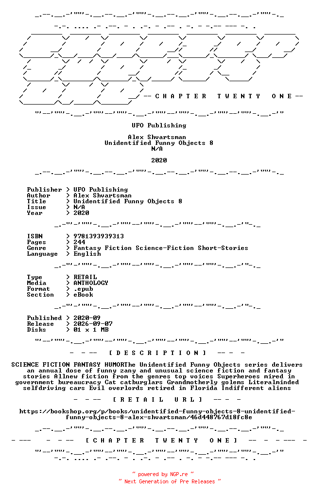NFO for the release UFO.Publishing.-.Unidentified.Funny.Objects.8.2020.RETAIL.EPUB.eBook-CTO by CTO