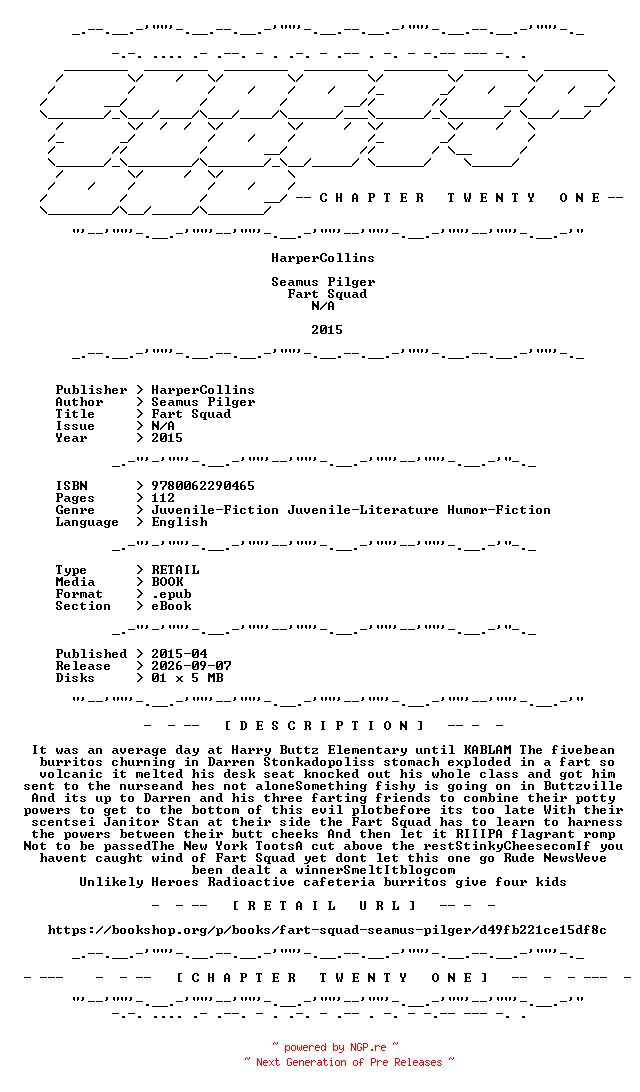 NFO for the release Seamus.Pilger.-.Fart.Squad.2015.RETAIL.EPUB.eBook-CTO by CTO