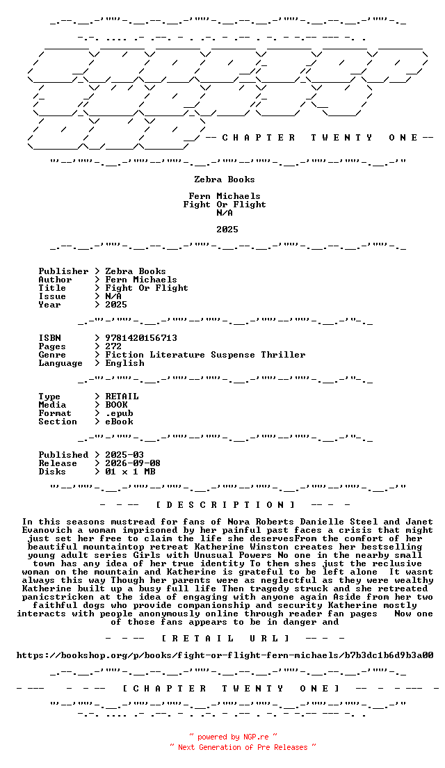 NFO for the release Fern.Michaels.-.Fight.Or.Flight.2025.RETAIL.EPUB.eBook-CTO by CTO