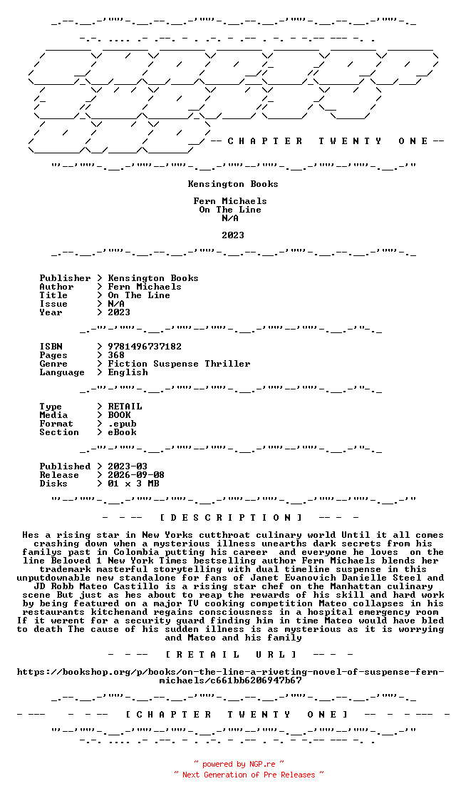 NFO for the release Fern.Michaels.-.On.The.Line.2023.RETAIL.EPUB.eBook-CTO by CTO
