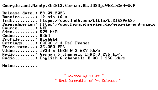 NFO for the release Georgie.and.Mandy.S02E13.German.DL.1080p.WEB.h264-WvF by WvF