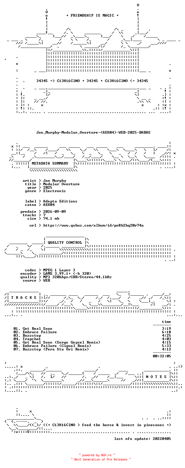 NFO for the release Jon_Murphy-Modular_Overture-(AEX04)-WEB-2025-BABAS by BABAS