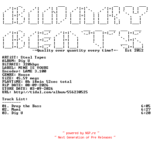 NFO for the release Steal_Tapes-Dig_U-(MIY016)-WEB-2026-BB by BB