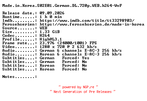 NFO for the release Made.in.Korea.S02E01.German.DL.720p.WEB.h264-WvF by WvF