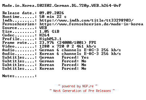 NFO for the release Made.in.Korea.S02E02.German.DL.720p.WEB.h264-WvF by WvF