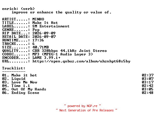 NFO for the release MINHO-Make_It_Hot-EP-WEB-KR-2026-ENRiCH by ENRiCH