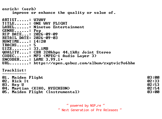 NFO for the release W3WAY-ONE_WAY_FLIGHT-EP-WEB-KR-2026-ENRiCH by ENRiCH