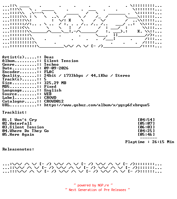 NFO for the release Deas-Silent_Tension-CROWD012-24BIT-WEB-FLAC-2026-WAVED by WAVED