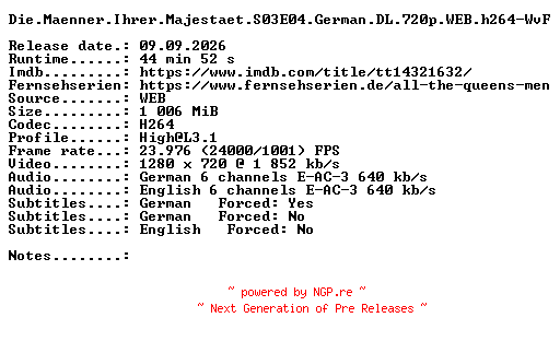 NFO for the release Die.Maenner.Ihrer.Majestaet.S03E04.German.DL.720p.WEB.h264-WvF by WvF