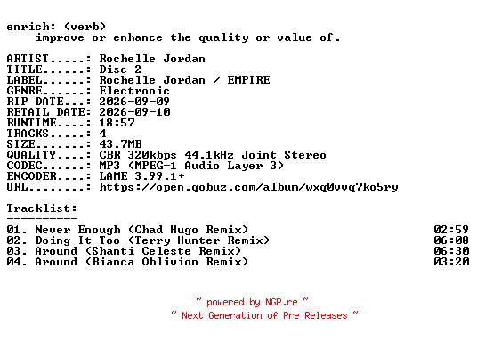 NFO for the release Rochelle_Jordan-Disc_2-EP-WEB-2026-ENRiCH by ENRiCH