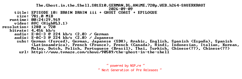 NFO for the release The.Ghost.in.the.Shell.S01E10.GERMAN.DL.ANiME.720p.WEB.h264-SAUERKRAUT by SAUERKRAUT