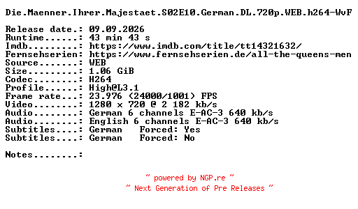 NFO for the release Die.Maenner.Ihrer.Majestaet.S02E10.German.DL.720p.WEB.h264-WvF by WvF
