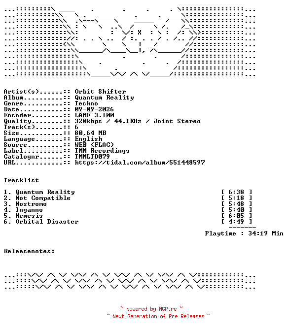 NFO for the release Orbit_Shifter-Quantum_Reality-TMMLTD079-WEB-2026-WAV by WAV