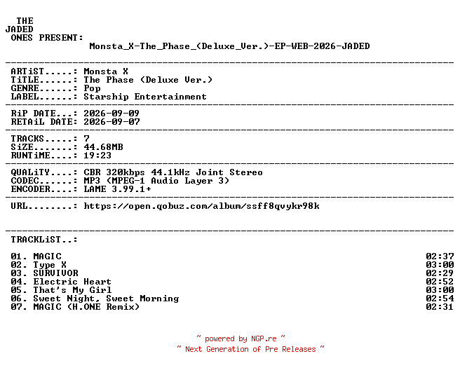 NFO for the release Monsta_X-The_Phase_(Deluxe_Ver.)-EP-WEB-2026-JADED by JADED