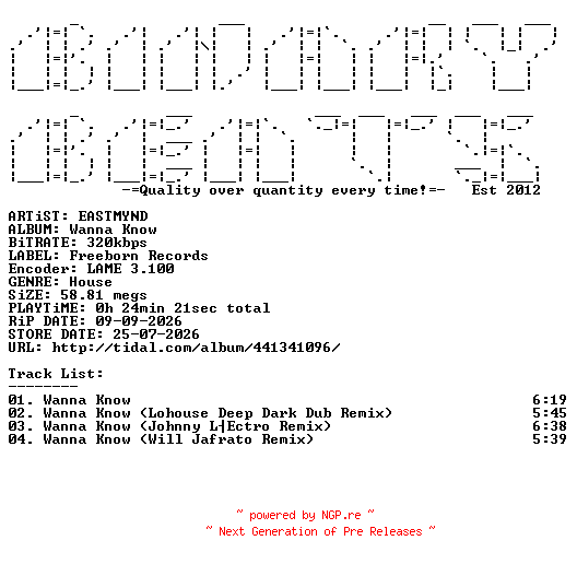 NFO for the release EASTMYND-Wanna_Know-(FREEBORN028)-WEB-2026-BB by BB