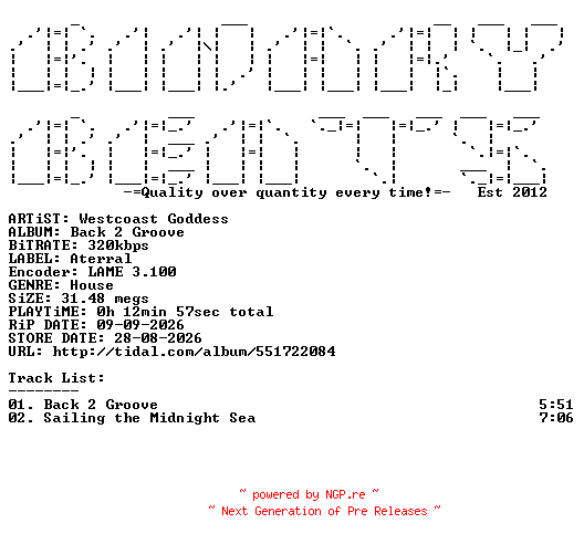 NFO for the release Westcoast_Goddess-Back_2_Groove-(ATRRL044)-WEB-2026-BB by BB