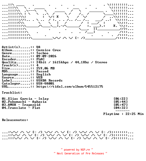 NFO for the release VA-Cornice_Crux-USHVA001-24BIT-WEB-FLAC-2026-WAVED by WAVED