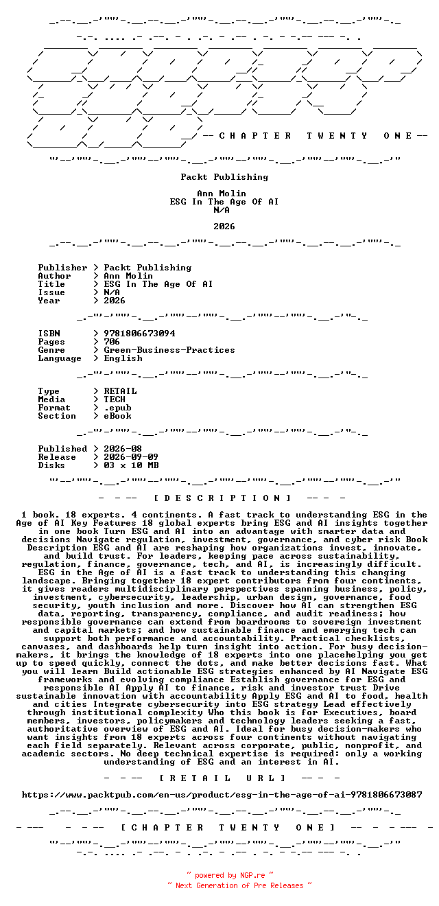 NFO for the release Packt.Publishing.-.ESG.In.The.Age.Of.AI.2026.RETAIL.EPUB.eBook-CTO by CTO