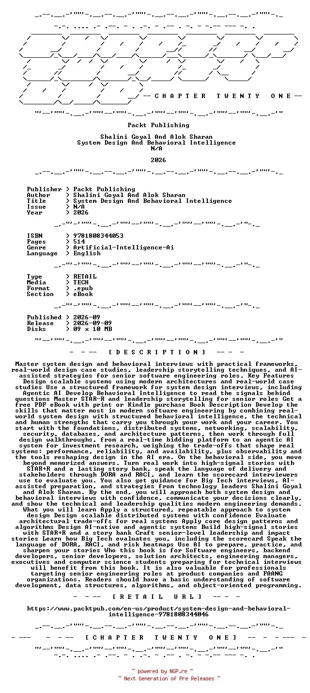 NFO for the release Packt.Publishing.-.System.Design.And.Behavioral.Intelligence.2026.RETAIL.EPUB.eBook-CTO by CTO