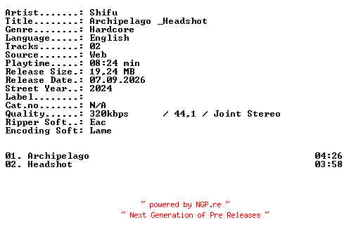 NFO for the release Shifu-Archipelago__Headshot-WEB-2024-XTC_iNT by XTC_iNT