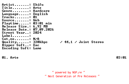NFO for the release Shifu-Arte-SINGLE-WEB-2024-XTC_iNT by XTC_iNT