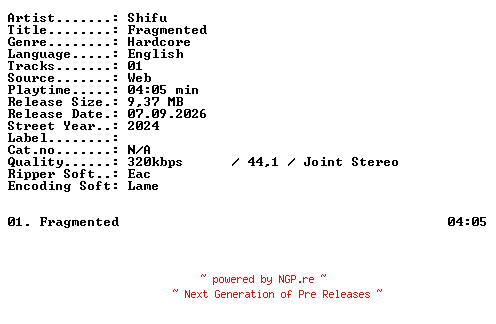 NFO for the release Shifu-Fragmented-SINGLE-WEB-2024-XTC_iNT by XTC_iNT