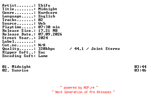 NFO for the release Shifu-Midnight-WEB-2024-XTC_iNT by XTC_iNT