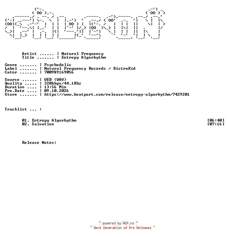 NFO for the release Natural_Frequency-Entropy_Algorhythm-(700989169056)-WEB-2026-FALCON by FALCON